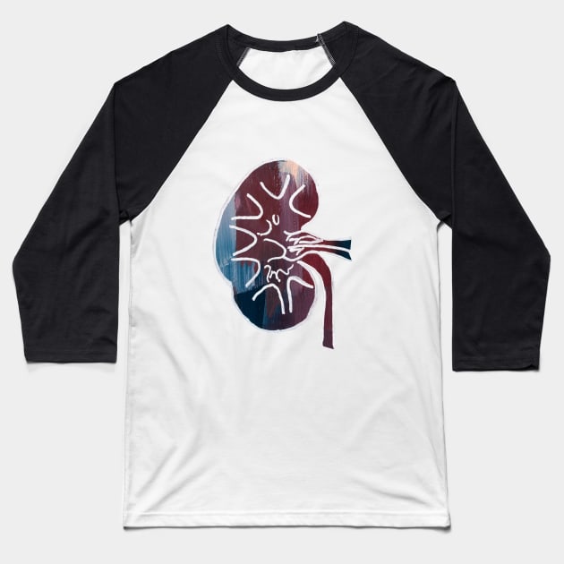 Gouached Kidney Baseball T-Shirt by ayemfid